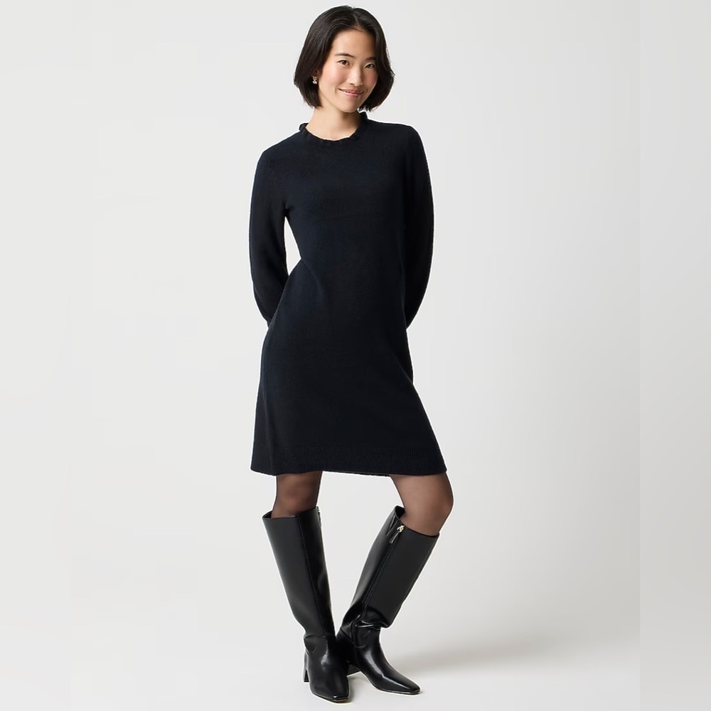 J.Crew Factory Ruffleneck Sweater-Dress in Extra-Soft Yarn Medium